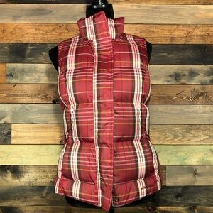 Eddie Bauer Size S Plaid Goose Down Puffer Vest